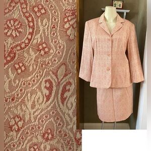 Norton Mcnaughton Women's Coral Peach Jacquard Blazer and Skirt Set NEW